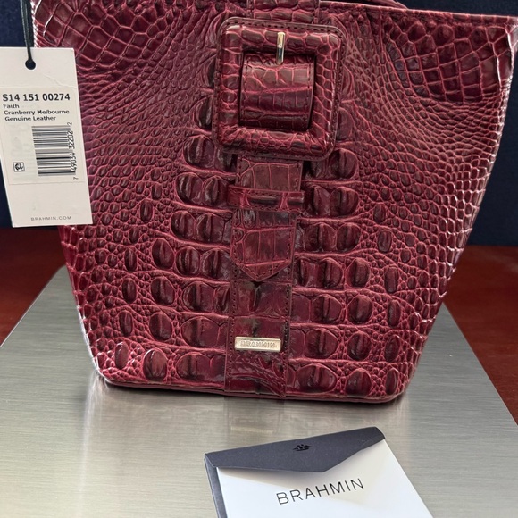 Brahmin Deep Red Croc-Embossed Shoulder Bag original and new - Picture 4 of 9